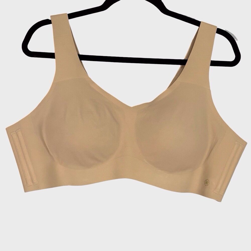 Honey Love V-Neck Bra Wireless Pullover Size 2X Sand Nude Removable Pads Comfort